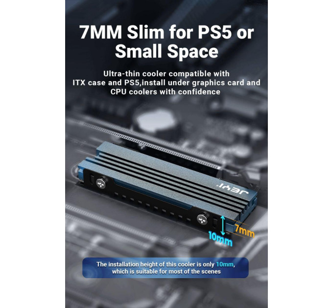 Радіатор охолодження SSD M.2  2280 + термопрокладки Jeyi Warship PRO сумісність із PS5