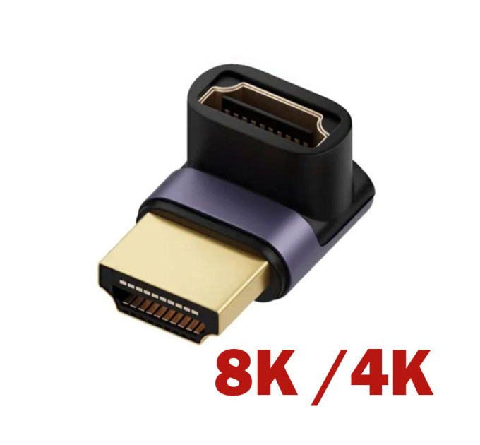 Перехідник HDMI – HDMI (з“єднувач HDMI під 90°, HDMI мама – HDMI папа) 8K HD Перехідник HDMI – HDMI (з“єднувач HDMI під 90°, HDMI мама – HDMI папа) 8K HD