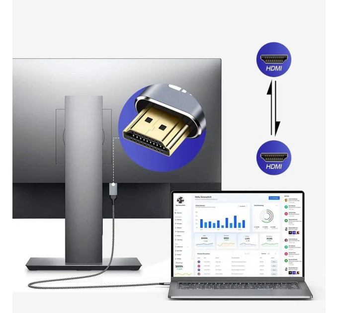 Кабель HDMI  - HDMI V2.0 4К 60Hz 2м  Kebidumei Gold SmartGo