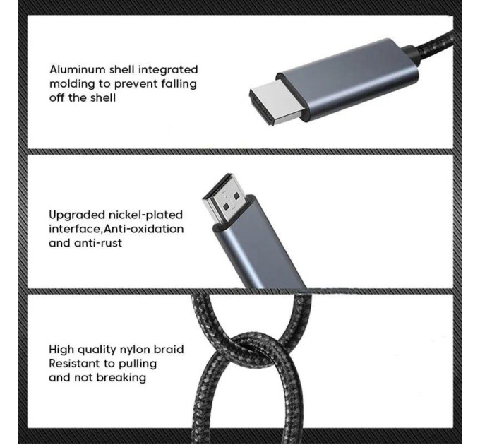 Кабель HDMI - HDMI V2.1 8К 60Hz 2м  Kebidumei Gold SmartGo