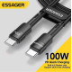 Кабель Type-c - Type-c 100W Essager PD QC4.0 FCP AFC - 1m Black Кабель Type-c - Type-c 100W Essager PD QC4.0 FCP AFC - 1m Black