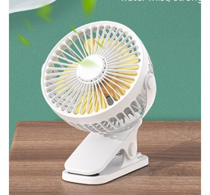 USB вентилятор портативний Cool Wind білий, можливість встановити акумулятор 18650
