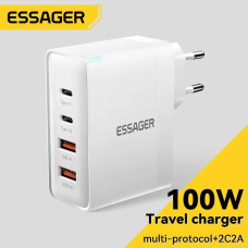 Сетевое зарядное устройство Essager 100W GAN (2xType-C + 2xUSB-A) ES-CD37 белое Сетевое зарядное устройство Essager 100W GAN (2xType-C + 2xUSB-A) ES-CD37 белое