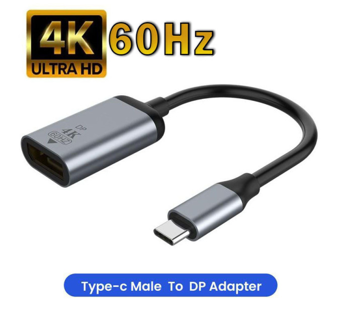 Адаптер перетворювач конвертер Type-C - DisplayPort 4K 60 Hz SmartGo Адаптер перетворювач конвертер Type-C - DisplayPort 4K 60 Hz SmartGo