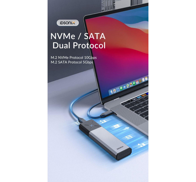 Зовнішня кишеня NVME NGFF m.2 SSD USB 3.0 + Type-C iDsonix