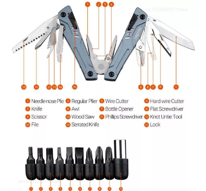 Мультитул Xiaomi Nextool Sailor Pro + комплект біт, чохол