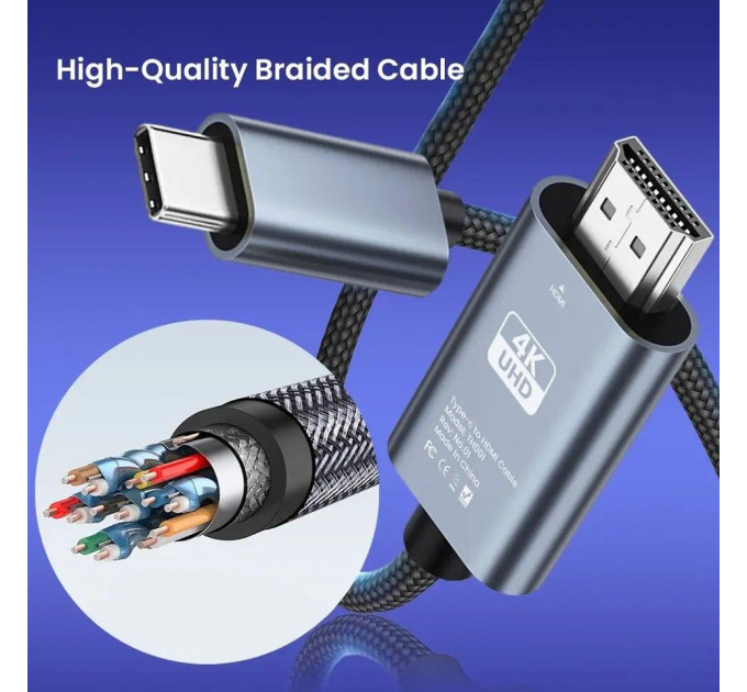 Кабель Type-C to HDMI SmartGo 4K 2м V1 