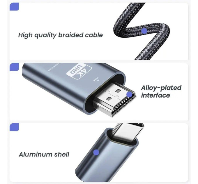 Кабель Type-C to HDMI SmartGo 4K 2м V1 