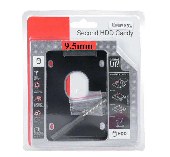 Кишеня-адаптер Optibay 9,5 мм для підключення 2.5“ HDD/SSD замість DVD-приводу ноутбука Кишеня-адаптер Optibay 9,5 мм для підключення 2.5“ HDD/SSD замість DVD-приводу ноутбука