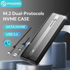 Внешний карман NVME NGFF m.2 SSD USB 3.0 + Type-C PHIXERO PXPWEM2-G2-GY-BP Внешний карман NVME NGFF m.2 SSD USB 3.0 + Type-C PHIXERO PXPWEM2-G2-GY-BP