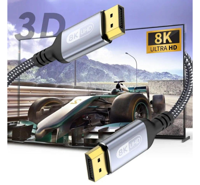 Кабель Display Port - DisplayPort 1.4 8K 1м в оплетці SmartGo