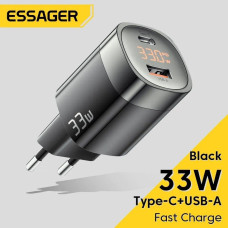 Сетевое зарядное устройство Essager 33W GAN Display JT-P18 черное Сетевое зарядное устройство Essager 33W GAN Display JT-P18 черное