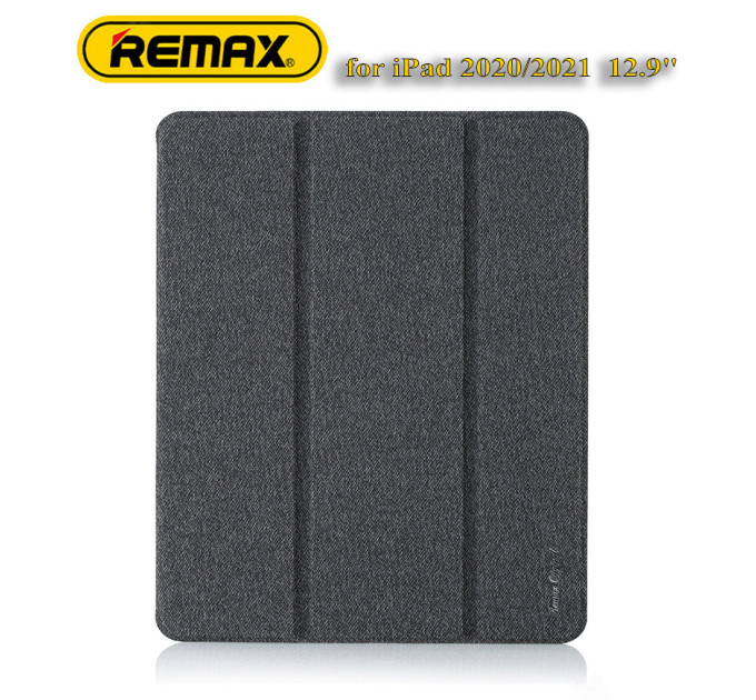 Чохол REMAX Chan Series Leather Case PT-10 for all iPad Pro 12.9“ (2019-2022) темно-сірий + відсік для стілусу Чохол REMAX Chan Series Leather Case PT-10 for all iPad Pro 12.9“ (2019-2022) темно-сірий + відсік для стілусу