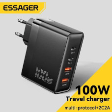 Сетевое зарядное устройство Essager 100W GAN (2xType-C + 2xUSB-A) ES-CD37 черное Сетевое зарядное устройство Essager 100W GAN (2xType-C + 2xUSB-A) ES-CD37 черное