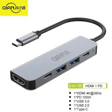 USB 3.0 хаб + конвертер HDMI 4K Qianji 5 в 1 USB 3.0 хаб + конвертер HDMI 4K Qianji 5 в 1