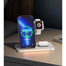 Беспроводное зарядное устройство 22W REMAX Minxl Series 3-in-1 Foldable Wireless Charger RP-W60 Белое Беспроводное зарядное устройство 22W REMAX Minxl Series 3-in-1 Foldable Wireless Charger RP-W60 Белое
