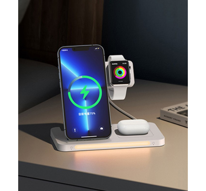 Бездротовий зарядний пристрій 22W REMAX Minxl Series 3-in-1 Foldable Wireless Charger RP-W60 Білий Бездротовий зарядний пристрій 22W REMAX Minxl Series 3-in-1 Foldable Wireless Charger RP-W60 Білий