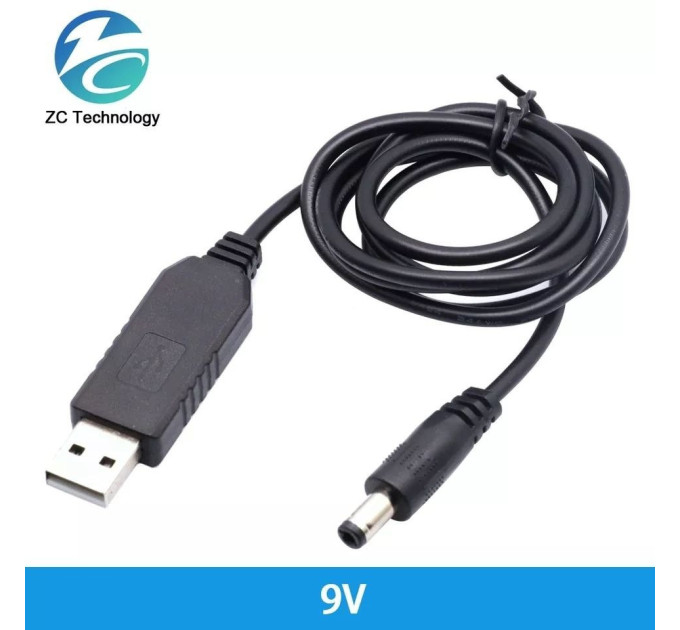 DC-DC Кабель 5V 9V перетворювач напруги, що підвищує, з USB 5 вольт на 9 вольт для роутера від powerbank SmartGo DC-DC Кабель 5V 9V перетворювач напруги, що підвищує, з USB 5 вольт на 9 вольт для роутера від powerbank SmartGo