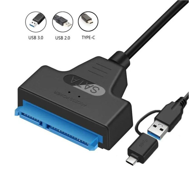 Перехідник SATA - Type-C + USB 3.0 до SSD-HDD Диску 2.5““ 20см SmartGo Перехідник SATA - Type-C + USB 3.0 до SSD-HDD Диску 2.5““ 20см SmartGo