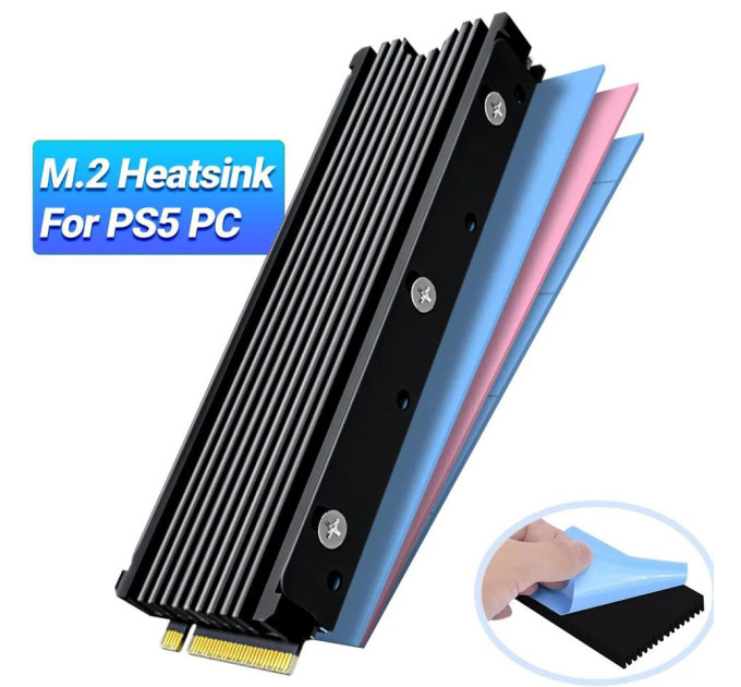 Радіатор охолодження SSD M.2 2280 + термопрокладки FinalCool Glacier M2 сумісність із PS5 Радіатор охолодження SSD M.2 2280 + термопрокладки FinalCool Glacier M2 сумісність із PS5