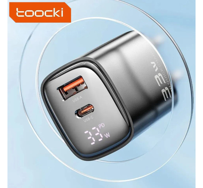 Мережевий зарядний пристрій Toocki 33W GAN Display Type-c USB Мережевий зарядний пристрій Toocki 33W GAN Display Type-c USB