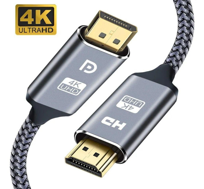 Кабель DisplayPort - HDMI 4K 1м в оплетці SmartGo Кабель DisplayPort - HDMI 4K 1м в оплетці SmartGo