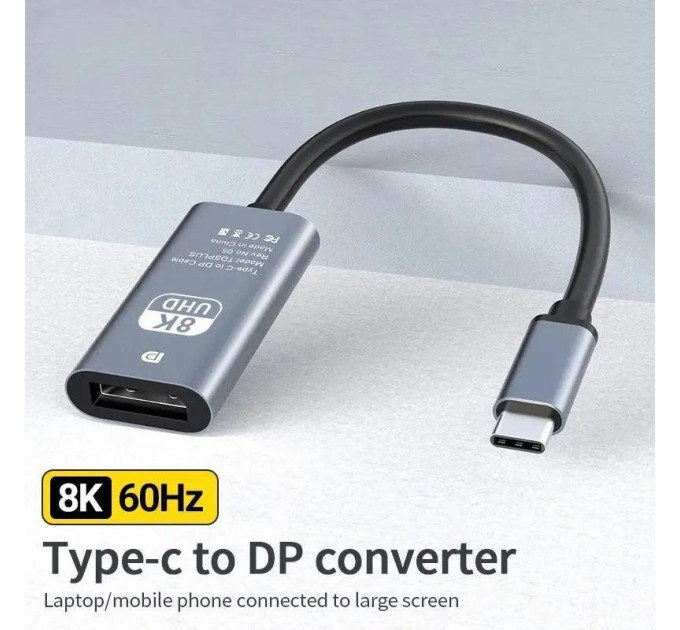 Адаптер перетворювач конвертер Type-C - DisplayPort 8K 60Hz SmartGo Адаптер перетворювач конвертер Type-C - DisplayPort 8K 60Hz SmartGo