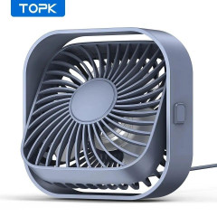 USB вентилятор портативний TOPK сірий, 3 швидкості. USB вентилятор портативний TOPK сірий, 3 швидкості.