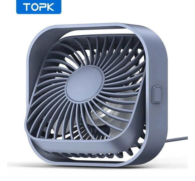 USB вентилятор портативний TOPK сірий, 3 швидкості. USB вентилятор портативний TOPK сірий, 3 швидкості.
