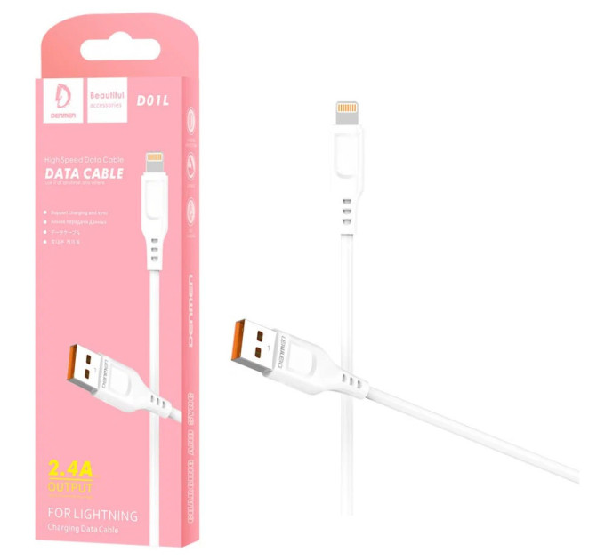 Кабель USB - Lightning  Denmen D01L - 1m