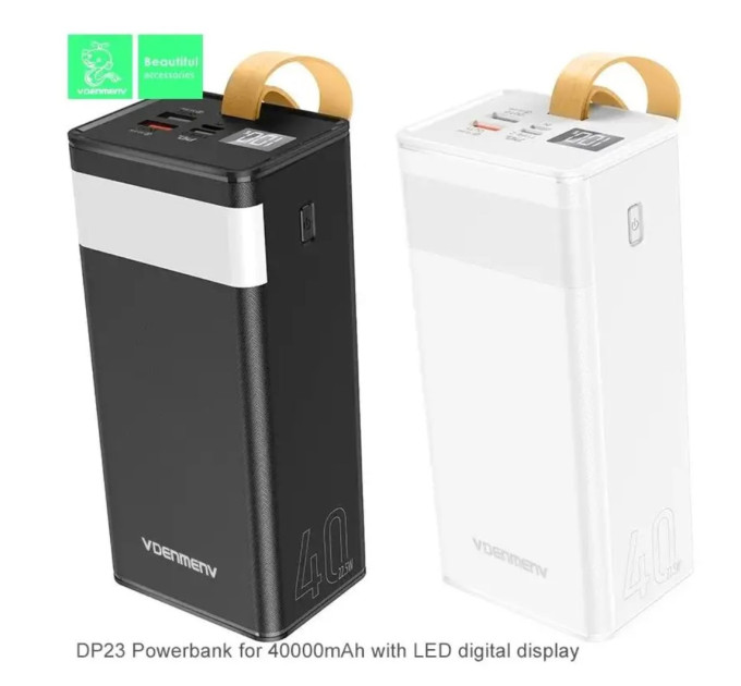 Powerbank 40000 mAh Denmen DP23  (DC5V/2.1A)  li-polymer + фонарь. Черный