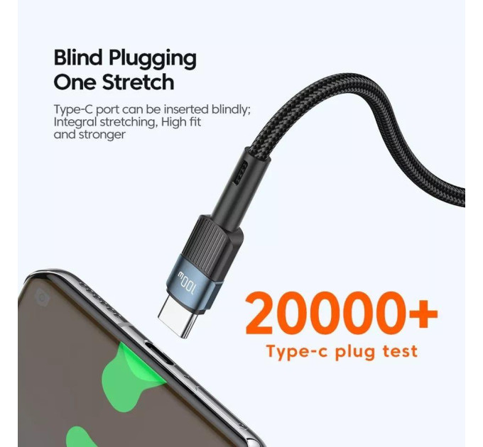 Кабель  Type-c - Type-c 100W Essager PD QC4.0 FCP AFC - 1m Black