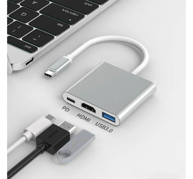 Адаптер перетворювач конвертер Type-C - HDMI USB Type-C 4K. Перехідник Type-C - HDMI SmartGo