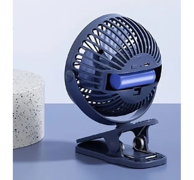 USB вентилятор портативний Cool Wind темно-синій, можливість встановити акумулятор 18650