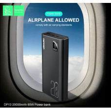 Powerbank 20000mAh  Denmen DP13 (USB Output:5V/4.5A 5V/3A 9V/2A 12V/1.5A(max)) li-polymer Черный металл