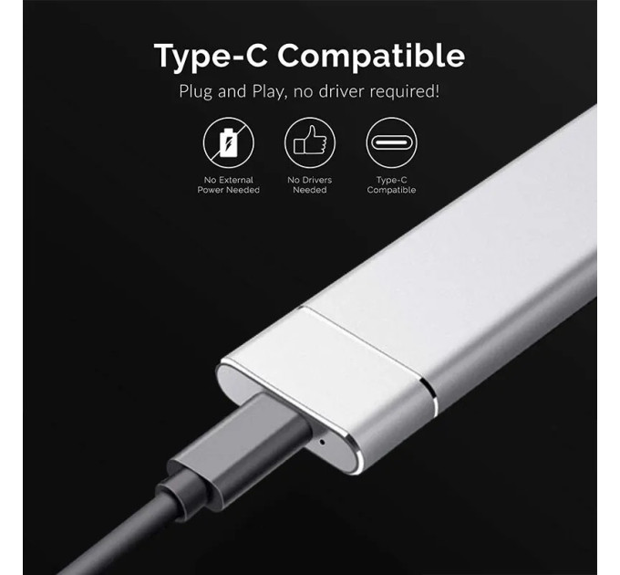 Зовнішня кишеня Type-C m.2 NVME SSD USB 3.0 M-Key NVMe-C01