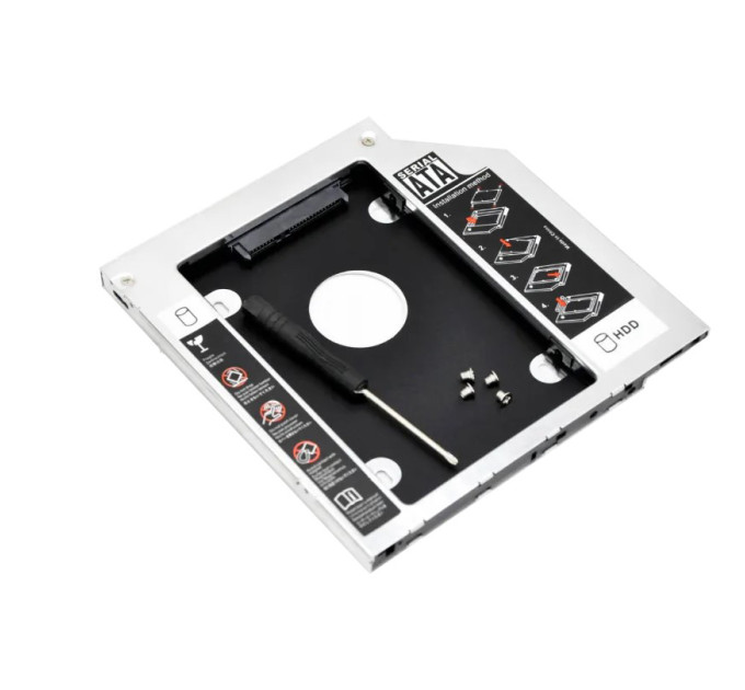 Кишеня-адаптер Optibay 9,5 мм для підключення 2.5“ HDD/SSD замість DVD-приводу ноутбука