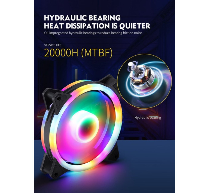 Вентилятор 120мм INPLAY M10 Rainbow  RGB 3pin+Molex 1200RPM Кулер 120 мм