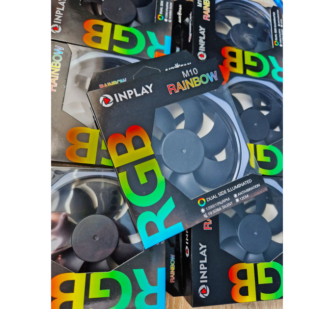 Вентилятор 120мм INPLAY M10 Rainbow  RGB 3pin+Molex 1200RPM Кулер 120 мм