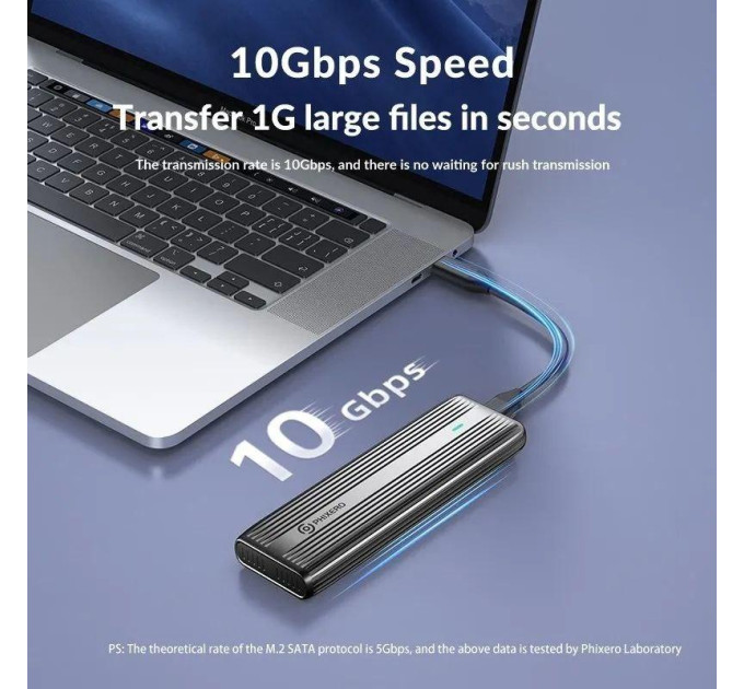Зовнішня кишеня NVME NGFF m.2 SSD USB 3.0 + Type-C PHIXERO PXPWEM2-G2-GY-BP