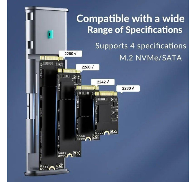 Зовнішня кишеня NVME NGFF m.2 SSD USB 3.0 + Type-C PHIXERO PXPWEM2-G2-GY-BP