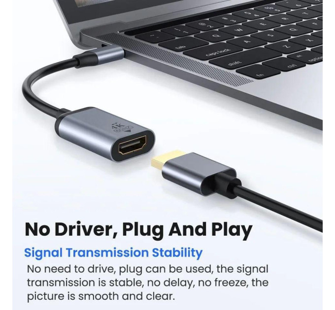 Адаптер перетворювач конвертер Type-C - HDMI 4К 60Hz V2 SmartGo