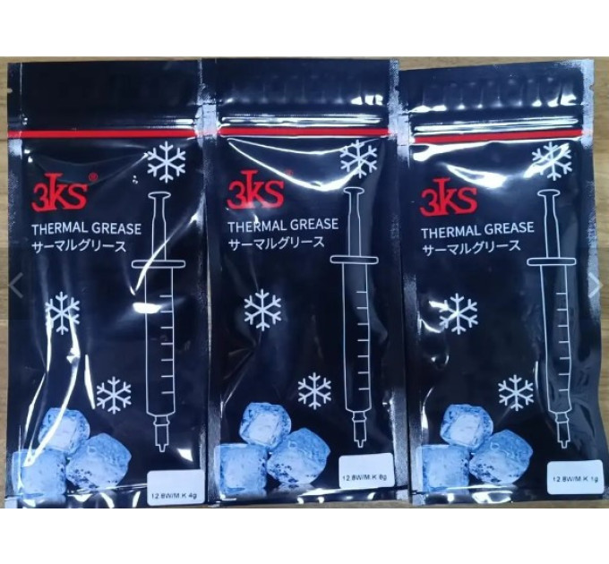 Термопаста 3KS 12.8Вт/(м*К) Silver 4 грама 3KS-SG21 зі шпателем та напальчниками