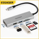 USB 3.0 хаб + кардрідер + конвертер HDMI 4K Essager 5 у 1. Перехідник Type-C - HDMI
