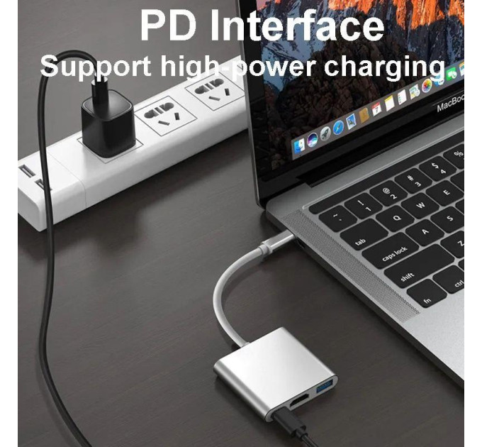 Адаптер преобразователь конвертер Type-C - HDMI USB Type-C 4K. Перехідник Type-C - HDMI