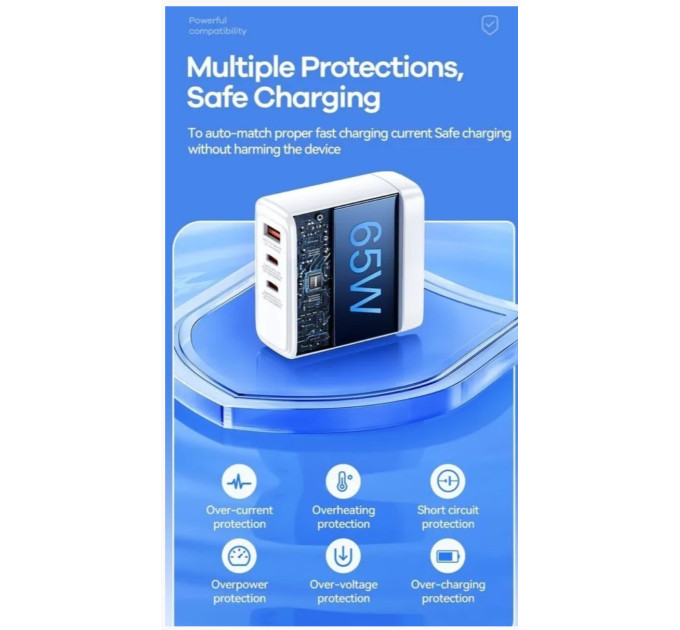 Зарядний пристрій REMAX Dofon Series 65W 2C+1A GaN Charger RP-U100