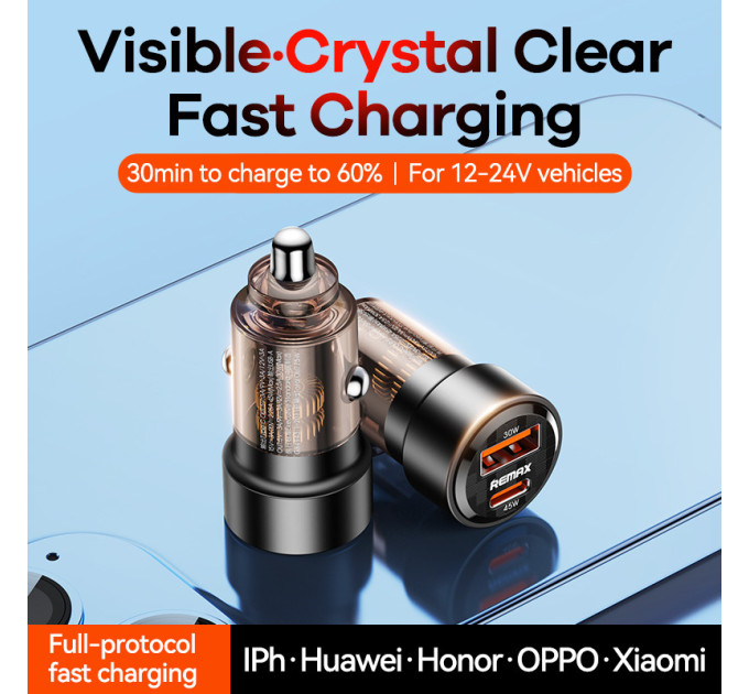 Автомобільний зарядний пристрій 75W REMAX Walking Series PD+QC 1C+1A Fast Car Charger RCC360