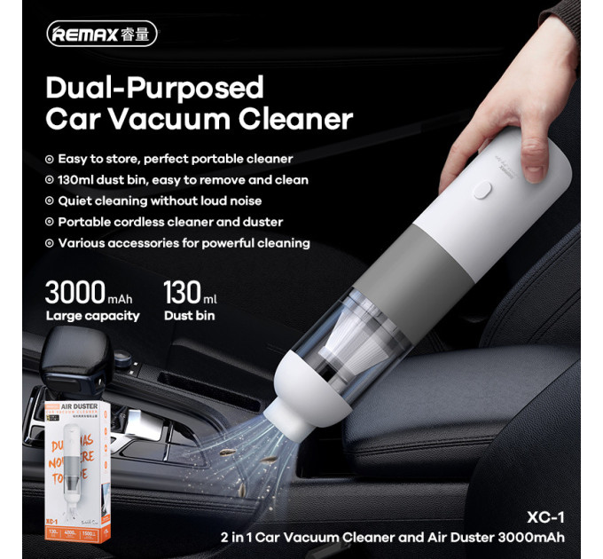 Автомобільний пилосос REMAX Car Vacuum Cleaner and Air Duster  XC-1 портативний
