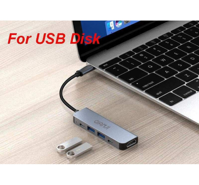 USB 3.0 хаб + конвертер HDMI 4K Qianji 5 у 1