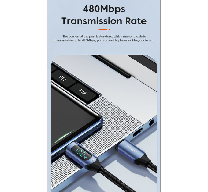 Кабель  Type-c - Type-c 100W 1М Toocki Display PD3.0 QC4.0 FCP AFC Чорний